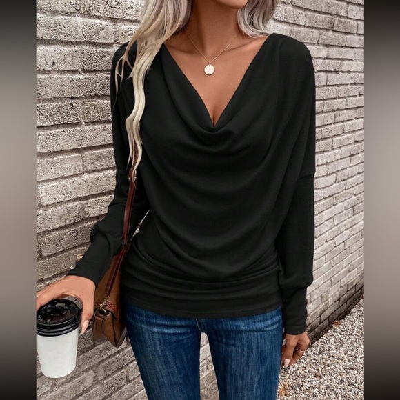 Tops - Boho draped front batwing sleeve top